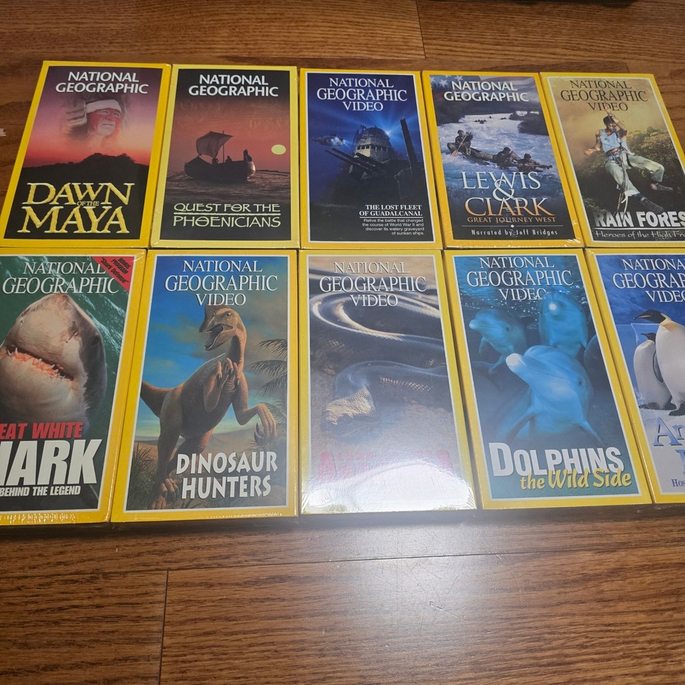 National Geographic VHS Lot 10 Factory Sealed New Documentaries Sharks Dinosaurs